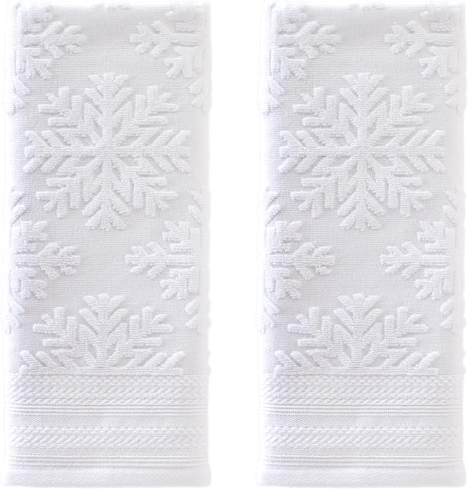 SKL Home Christmas/Winter Subtle Snowflakes Hand Towel 2pc Set by SKLHomebySaturdayKnightLtd