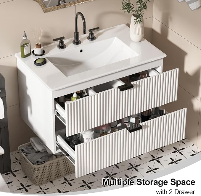 30" Bathroom Vanity with Sink Combo, Floating Vanity Bathroom Cabinet with - Image 7