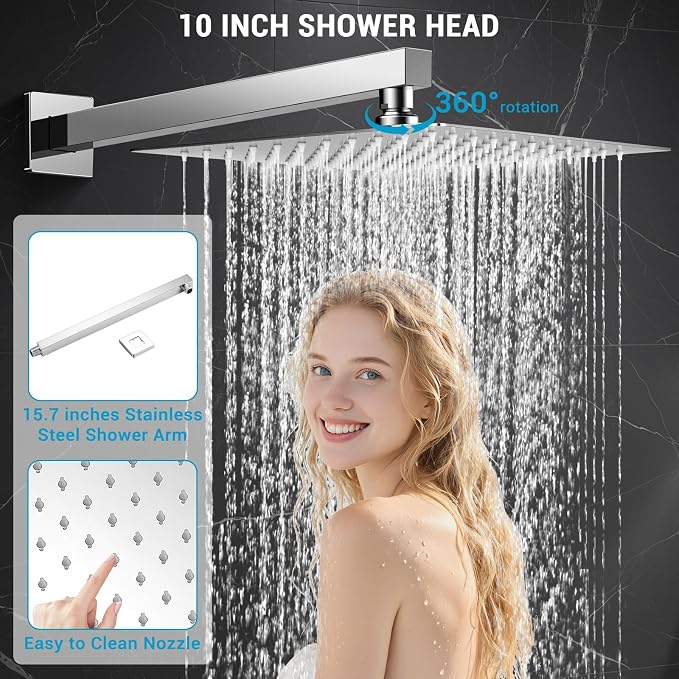 Rain Shower Faucet Set Wall Mounted Rainfall - Image 4