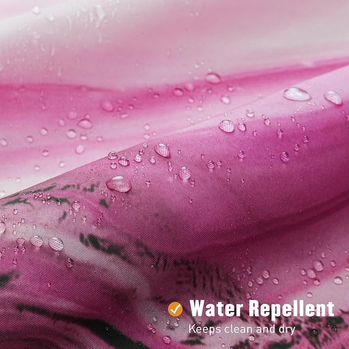 MitoVilla Hot Pink Marble Shower Curtain, Modern Ombre Fabric Cloth Shower - Image 6