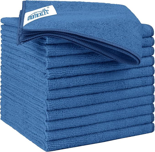HOMEXCEL Lake Green Microfiber Cleaning Cloth 12 Pack 12.5 x 12.5 inch by HOMEXCEL