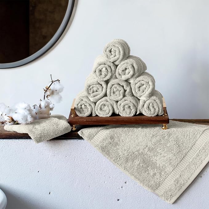 SALBAKOS 100% Turkish Cotton Washcloth Set of 12 13x13 inch | Heirloom Quality - Image 9