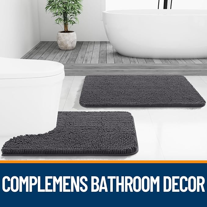 OLANLY Bathroom Rugs 70x24, Extra Soft Absorbent Chenille Bath Rugs, Rubber - Image 7