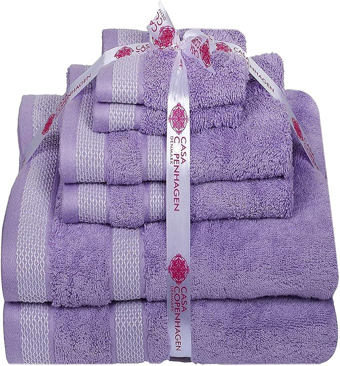CASA COPENHAGEN Solitaire 6 Pieces Towel Set- Purple Rose, 600 GSM 2 Bath Towel - Image 6