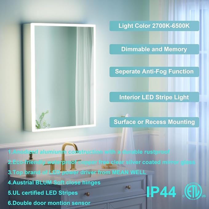 WELLFOR 24" X 30" Medicine Cabinet - Image 6