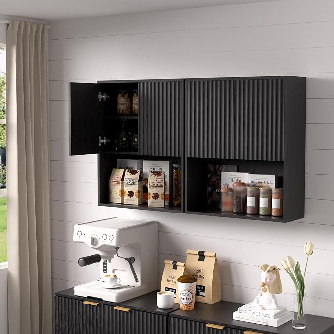 Fluted Bathroom Wall Cabinet Over The Toilet Storage, Wall Mounted Cabinet - Image 7