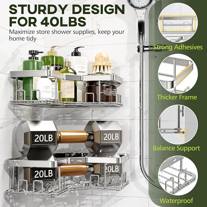 MAXIFFE 3 Pack X-Large Corner Shower Caddy - Image 6