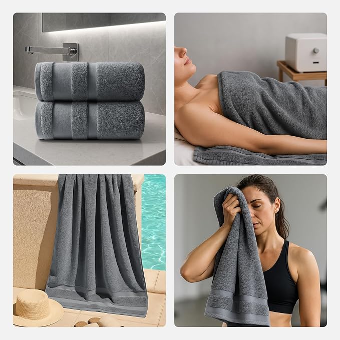 REDKISS 100% Cotton Bath Towels Set of 2, Extra Large Bath Sheets 35 X 70 Inches - Image 7