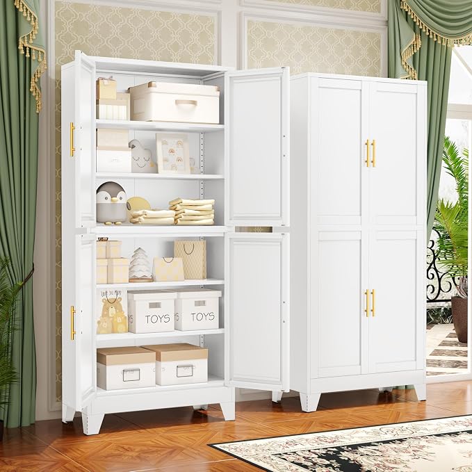 75.2" Tall Metal Pantry Cabinet, Kitchen Pantry Storage Cabinets - Image 3