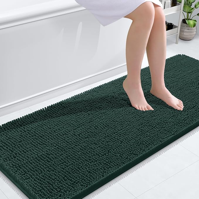 OLANLY Bathroom Rugs 59x24, Extra Soft Absorbent Chenille Bath Rugs, Rubber by OLANLY