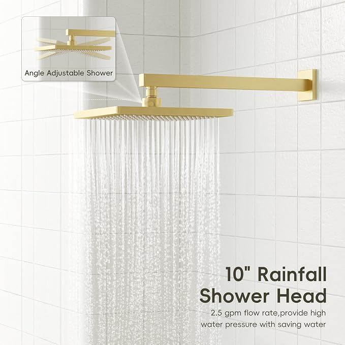 Gabrylly Shower System Gold, Wall Mounted Shower Faucet Set - Image 4