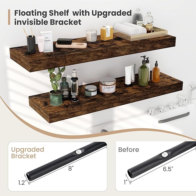 Heimlove 12" Deep Floating Shelves, 36 x 12 Inch Wall Mounted Long Floating - Image 4