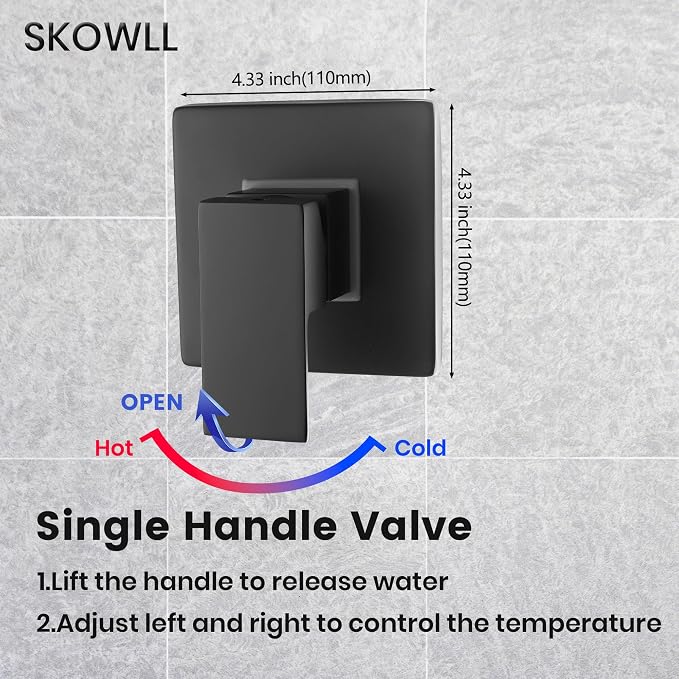 SKOWLL Bathroom Shower Valve Single Function Shower Mixer Valve, Wall Mount - Image 5