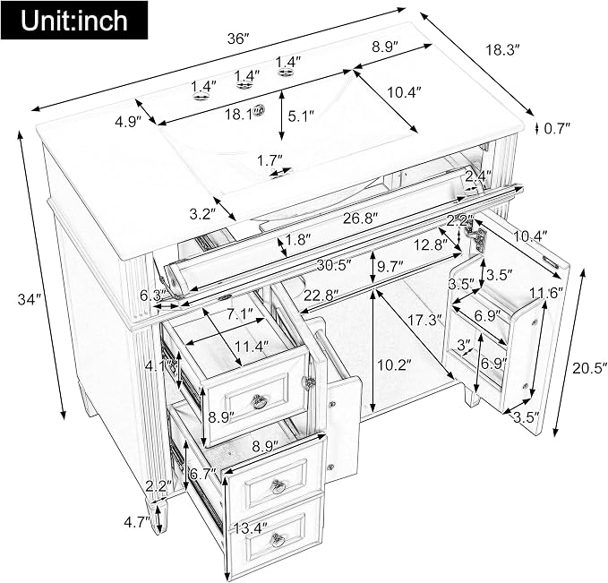 36" Bathroom Vanity Cabinet - Image 2