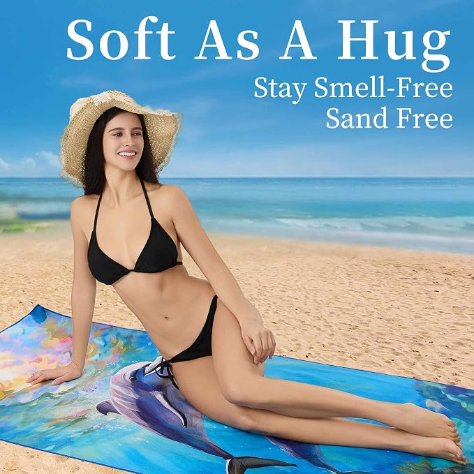 Microfiber Extra Large, Oversized Blue White Striped Beach Towels, - Image 4