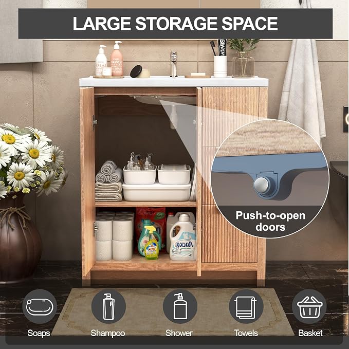 30'' Bathroom Vanity with Ceramic Single Sink Combo, Small Freestanding - Image 4