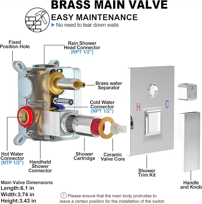 10 Inch Shower Faucet Set, Rainfall Shower System - Image 6