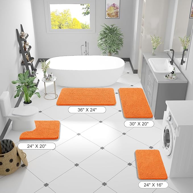 OLANLY Bathroom Rugs 44x24, Extra Soft Absorbent Chenille Bath Rugs, Rubber - Image 2