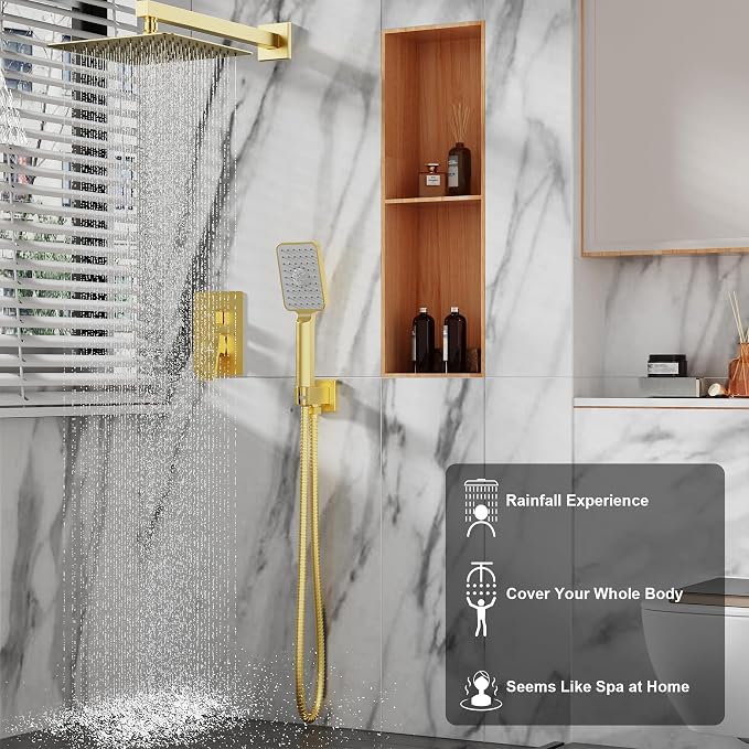 Shower System 10IN Modern Rain Brass Faucet Set - Image 2