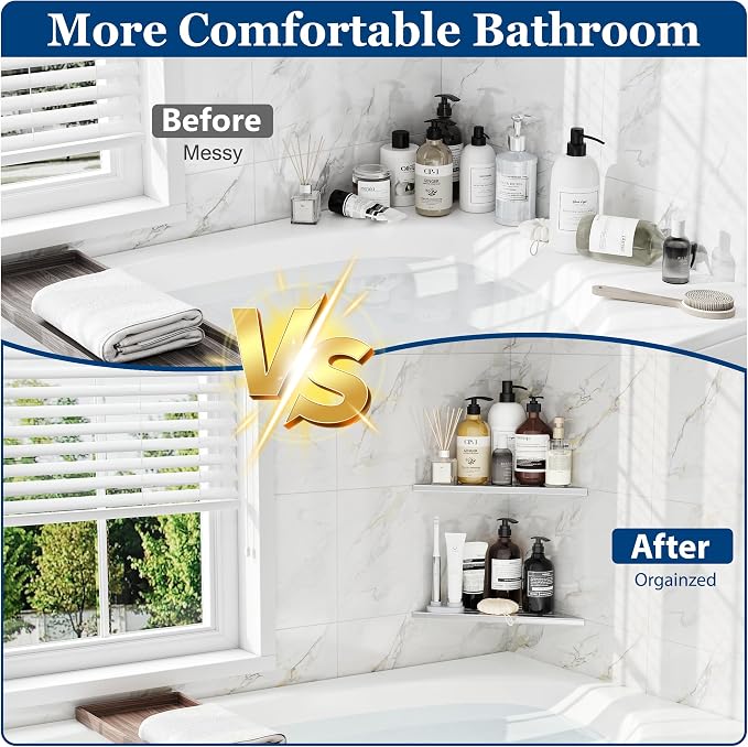 Corner Shower Shelves, 10” Recessed Tile Shower Shelf, 304 Stainless Steel - Image 6
