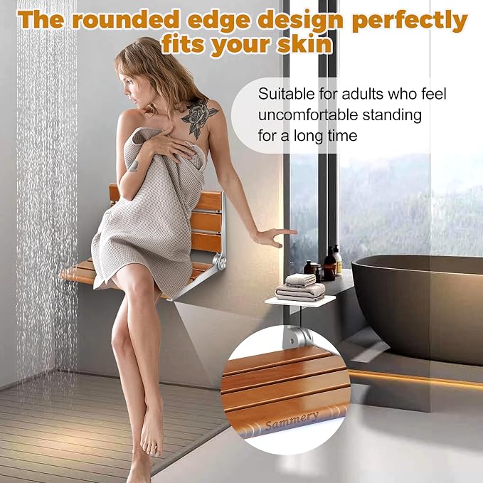 18" Wall Mount Shower Seat, Shower Bench Wall Mount - Image 2