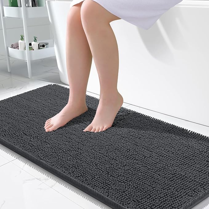 OLANLY Bathroom Rugs 50x30, Extra Soft Absorbent Chenille Bath Rugs, Rubber by OLANLY