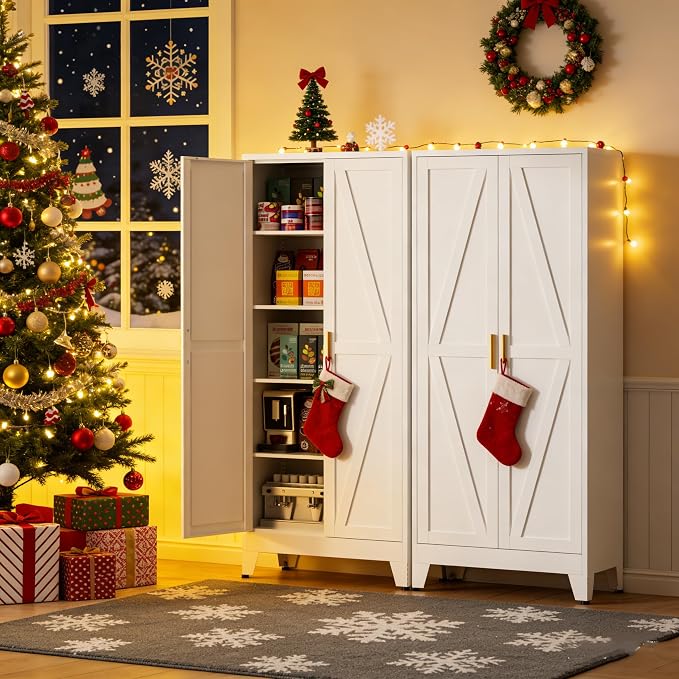 Metal Kitchen Pantry Cabinet, Rustic Freestanding Cupboard by Unknown