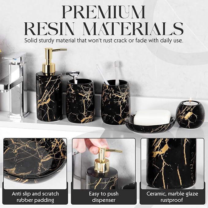 Ceramic Bathroom Accessory Set, 5-Piece Bathroom Accessory Set, Soap Dish - Image 4