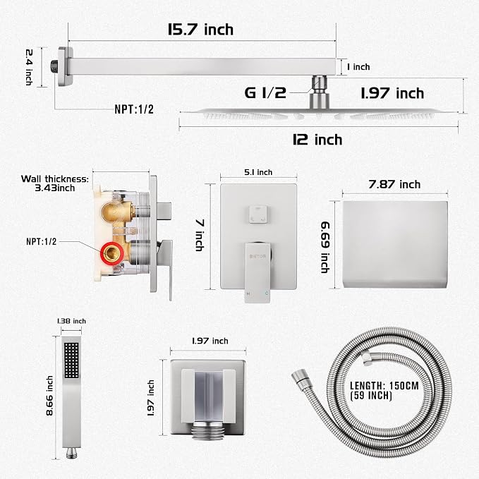 Wall Mounted Shower Faucet Set, Shower System - Image 6