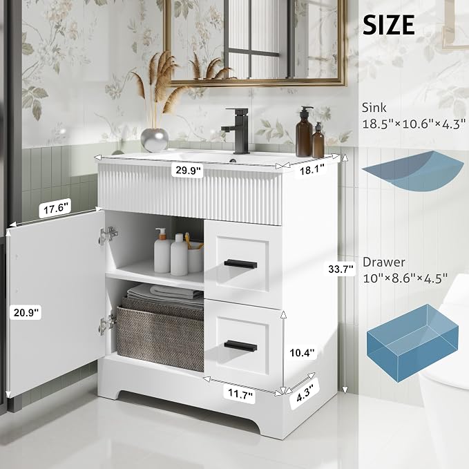 eclife 30" Bathroom Vanities Sink Combo - Image 2
