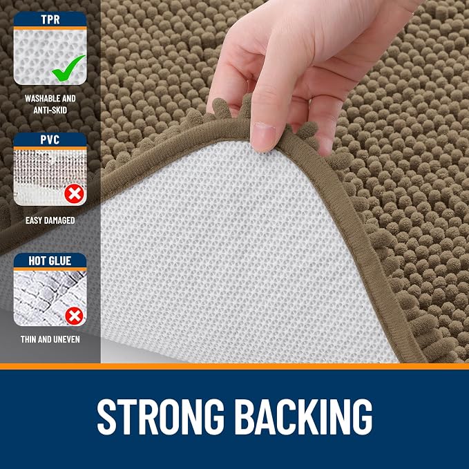 OLANLY Bathroom Rugs 24x16, Extra Soft Absorbent Chenille Bath Rugs, Rubber - Image 6