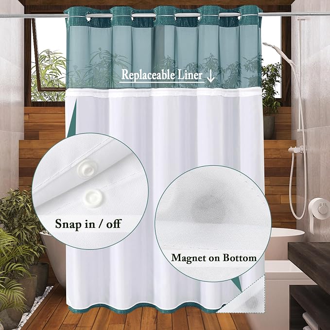 Gibelle No Hook Waffle Weave Shower Curtain - Image 3