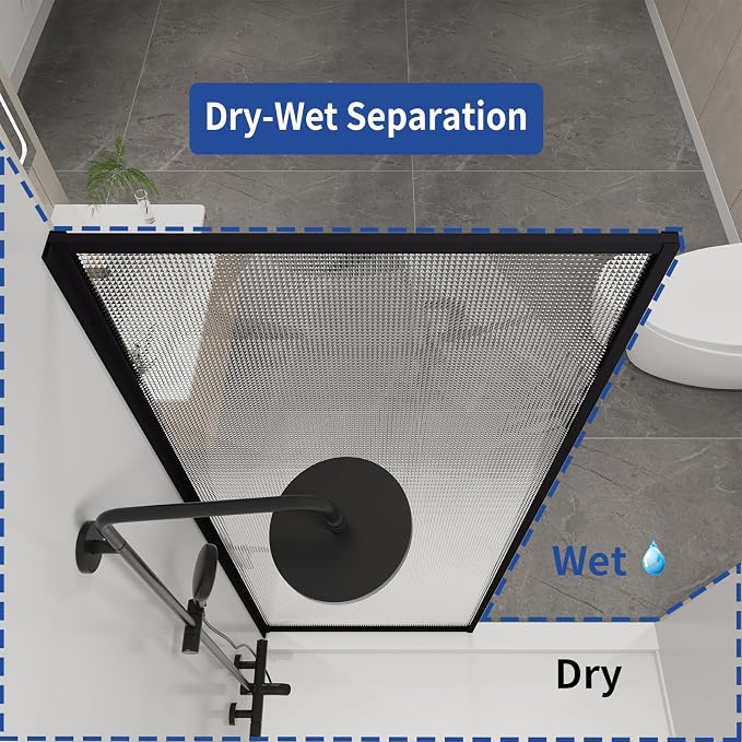 Dimaris Shower Door 34" X 78" Tempered Fluted Glass Framed Shower Screen Shower - Image 6