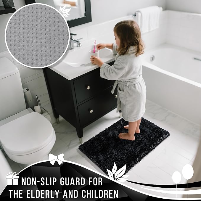 Yimobra Chenille Bathroom Rugs Non Slip, Extra Thick Soft Absorbent Bath Rug - Image 6