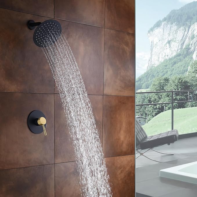 SUMERAIN Single-Function Shower Faucet Set Black and Gold, Stainless Steel 8 - Image 5