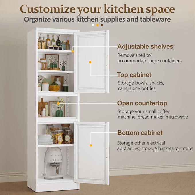 66.93" Tall Bathroom Storage Cabinet, Metal Storage Cabinet - Image 9