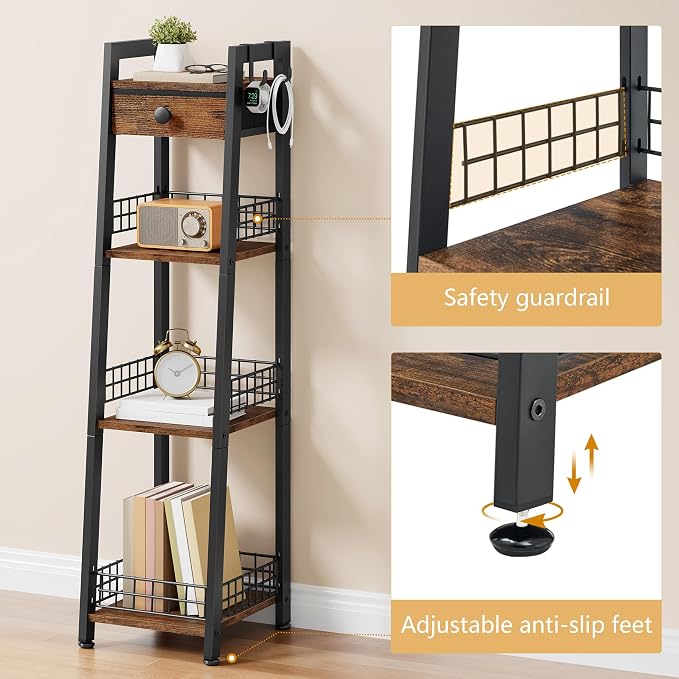 4-Tier Narrow Bathroom Table Ladder Shelf - Image 5