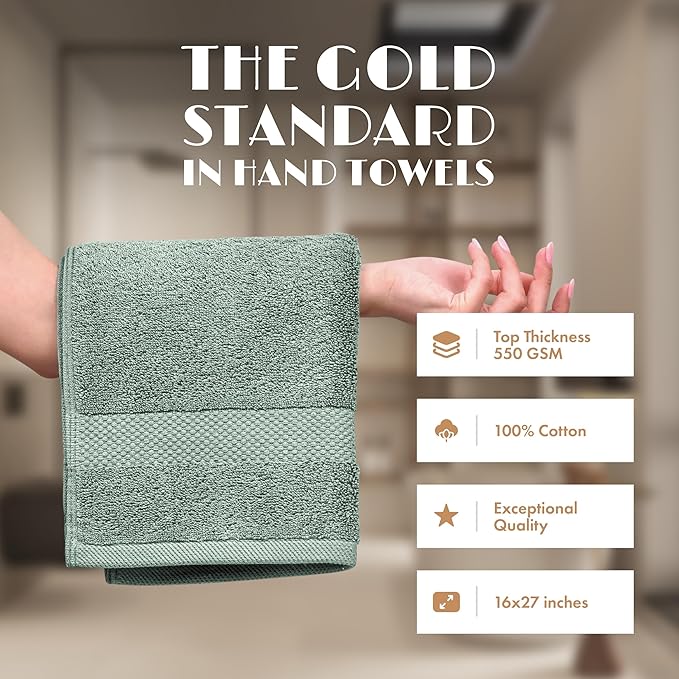 White Classic Green Hand Towels - Image 2