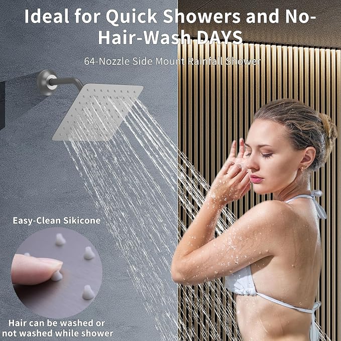 Bathroom Rainfall Shower System Wall Mount 8 Inch Shower Head - Image 3