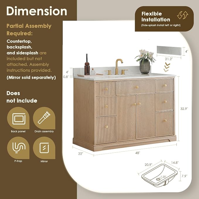 ALTAIR 48 Inch Bathroom Vanity - Image 3