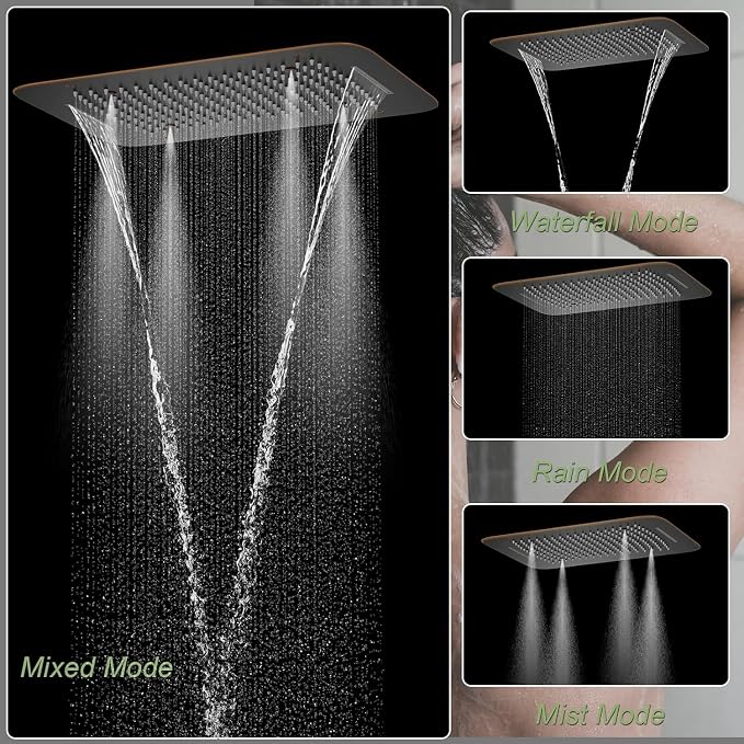 Oil Rubbed Bronze 16X24 inch Ceiling Mounted Shower Head Set, Digital Display - Image 2