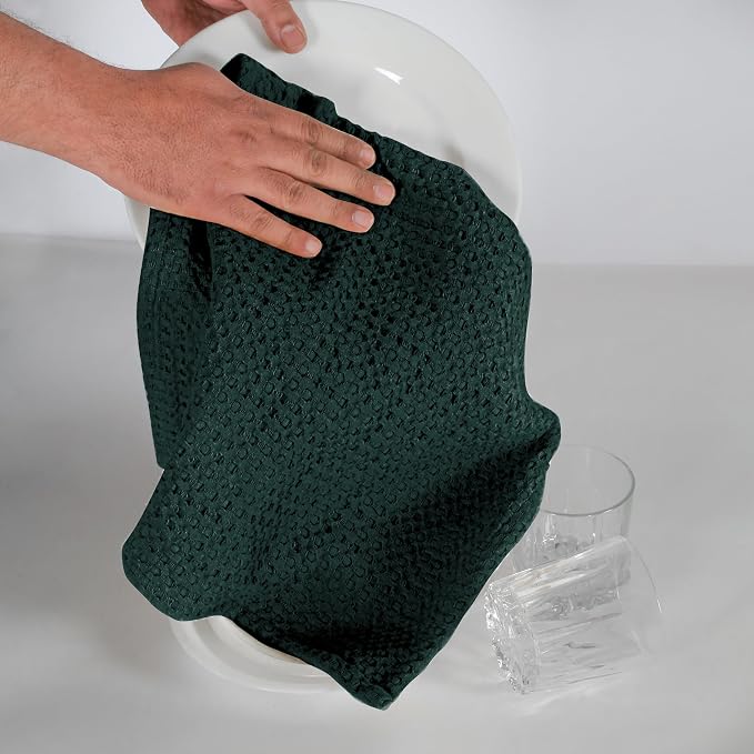 Native Fab 100% Cotton Premium Waffle Kitchen Towels, 4 Pack, Super Absorbent - Image 5