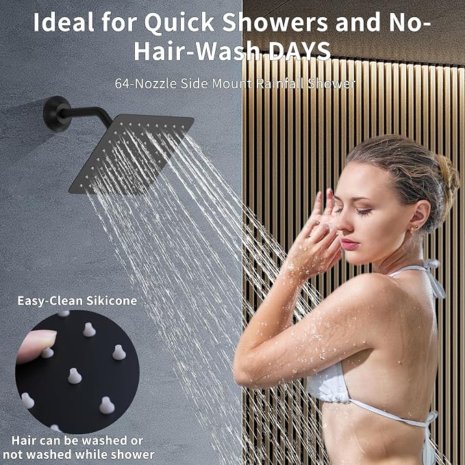 Bathroom Rainfall Shower System Wall Mount 8 Inch Shower Head - Image 3