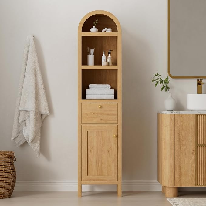 67" Tall Arched Bathroom Narrow Storage Cabinet by EYYTHUNG