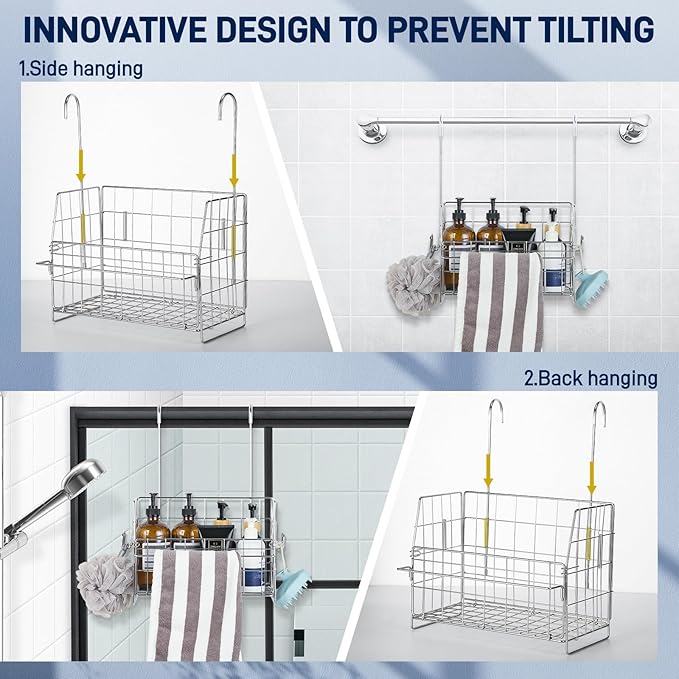 Hanging Shower Organizer, Shower Caddy Hanging, Bathroom Storage Rack - Image 4