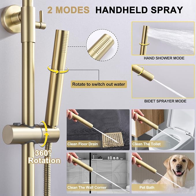 Brushed Gold Exposed Shower System - Image 7