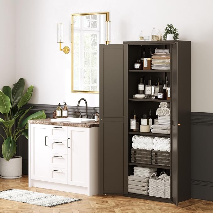 71" Tall Kitchen Pantry Storage Cabinet, 5 Tier Kitchen Cupboard - Image 7