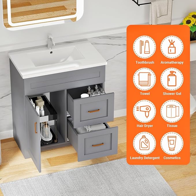 30-Inch Premium Wooden Bathroom Vanity - Image 3
