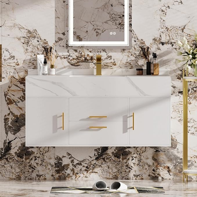 homary 39.4" Modern Floating Bathroom Vanity by Homary