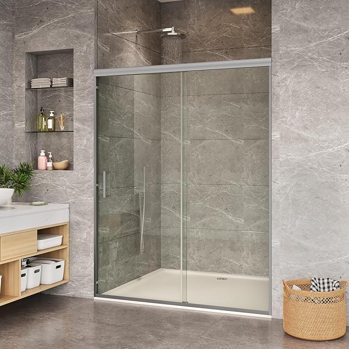 72" H x 56-60" W Semi-Frameless Shower Door, 1/4 Inch SGCC Tempered Glass - Image 6